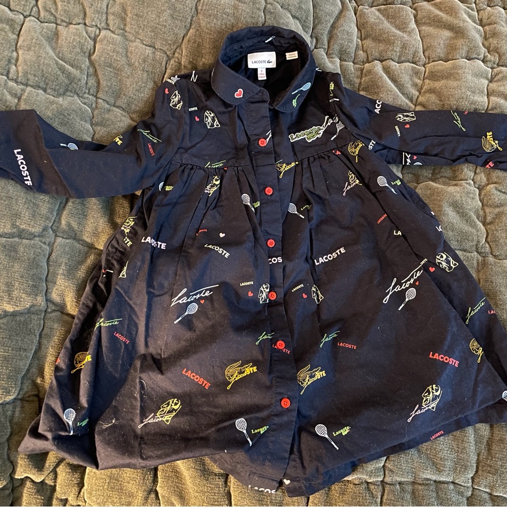 Lacoste Dark Blue Shirt Dress with Heart Detail